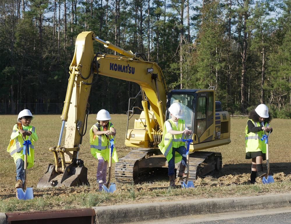 students digging